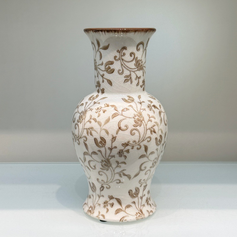 Azul y azul porcelana craquetas de hielo cerámica jarrón chino vintage acuático arreglo floral sala de estar basalto decoración decoración details Picture