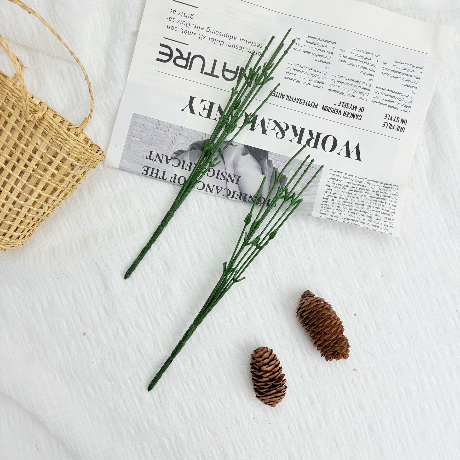 厂家直供仿真枝杆七头35目塑料花树枝办公文化园艺装饰配件