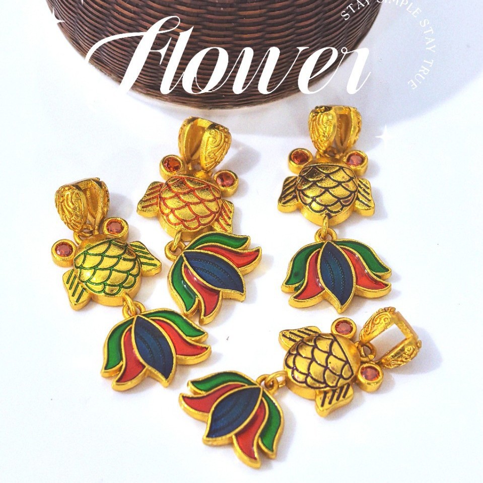 Ancient-style gold electroplating, retro and dynamic koi fish, hand-dripping oil, ocean series colorful earrings, excluding necklace, wholesale accessories and earrings details Picture