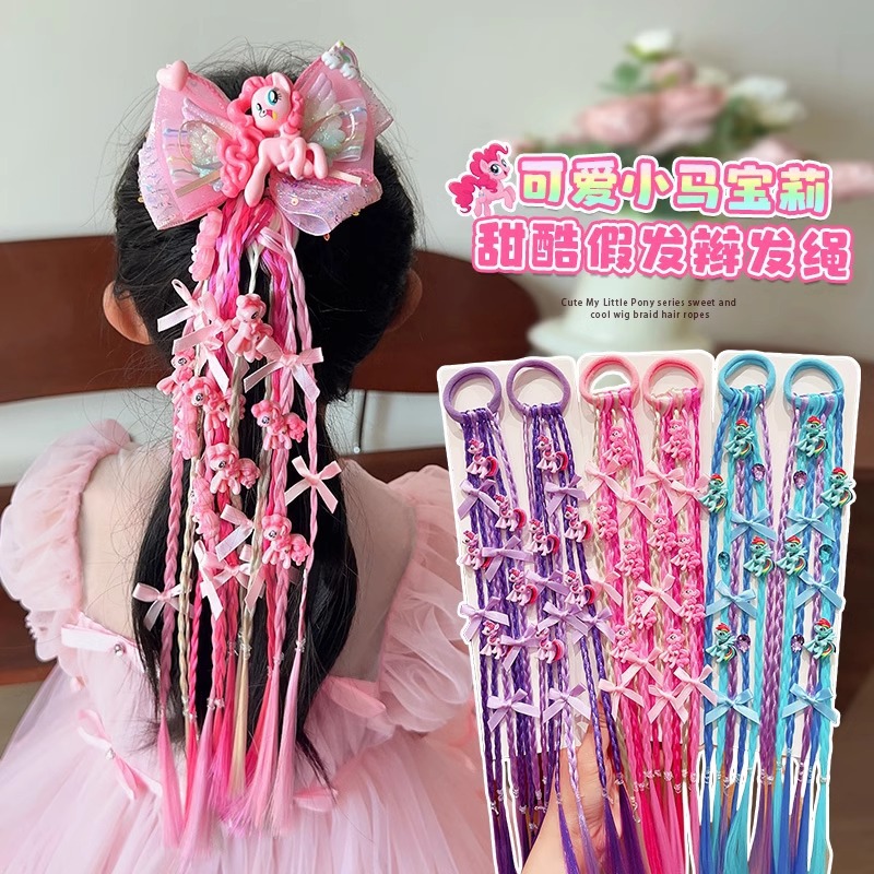 My Little Pony 2025 New Girls' bow hair band headwear, Little Girls' wig, braid hair accessory, headband Specification image