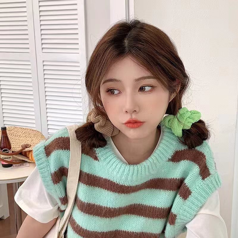 Colorful woolen knitted hair band and headband for women, simple and elegant, high-elasticity and durable leather band hair accessory details Picture