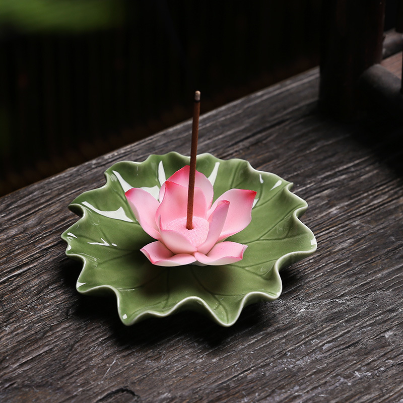 Lotus leaf and lotus flower incense sticks, handcrafted Zen-inspired incense burner ornaments, cross-border bestsellers