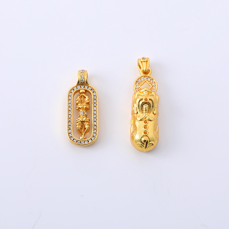Wholesale of diamond-encrusted PI Xiu collarbone chain, gold and steel pestle pendant, Vietnamese imitation sand gold diy handmade necklace accessories Item Picture