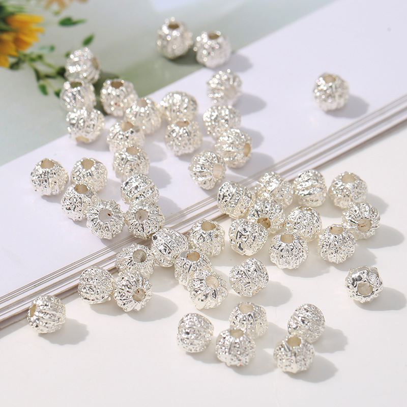 Wholesale of diy bracelet, necklace and string accessories with strong color retention, sand gold copper cat's eye round beads and lotus beads Specification image