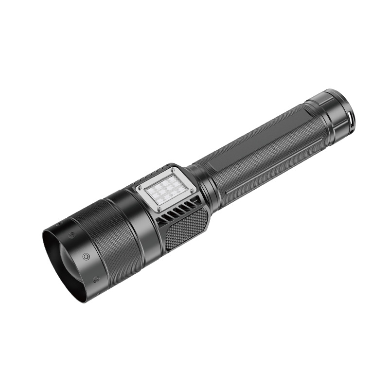Multi-speed adjustable telescopic zoom long-range flashlight, side light, camping night light, outdoor lighting, hand-held flashlight