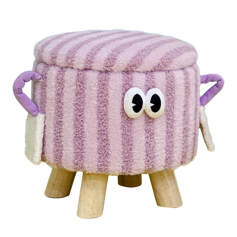 Dopamine cartoon fabric storage stool, snack storage stool, living room shoe-changing stool, sofa door stool Item Picture