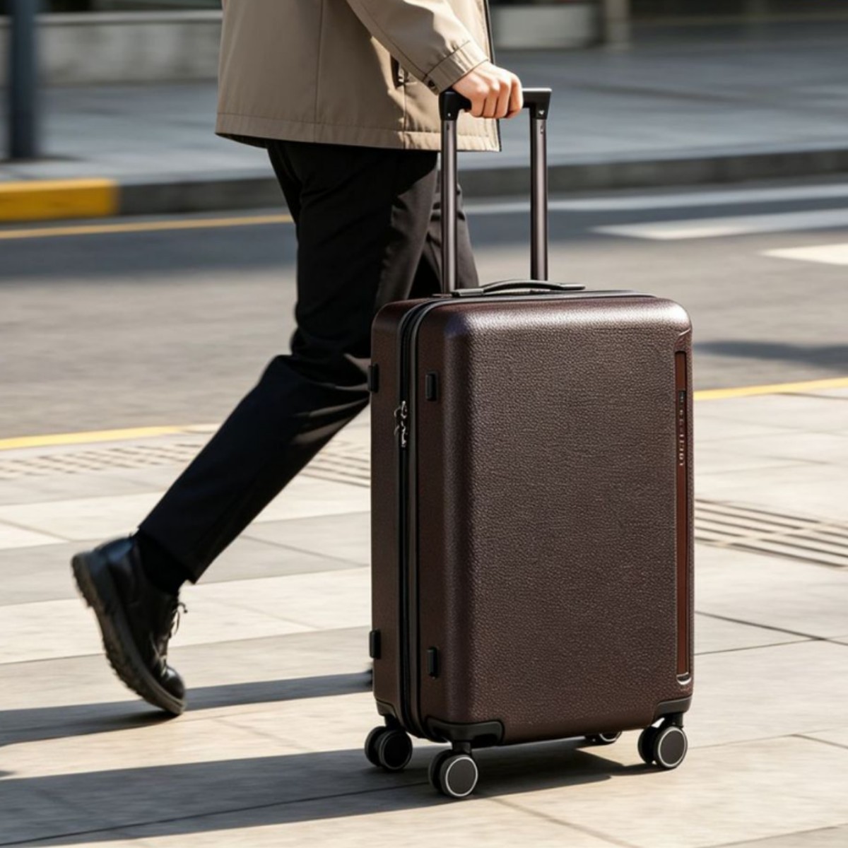 Kaixun Original Business Travel case 20/28 inch, lychee pattern, swivel wheels, silent TSA lock, carry-on luggage, leather goods