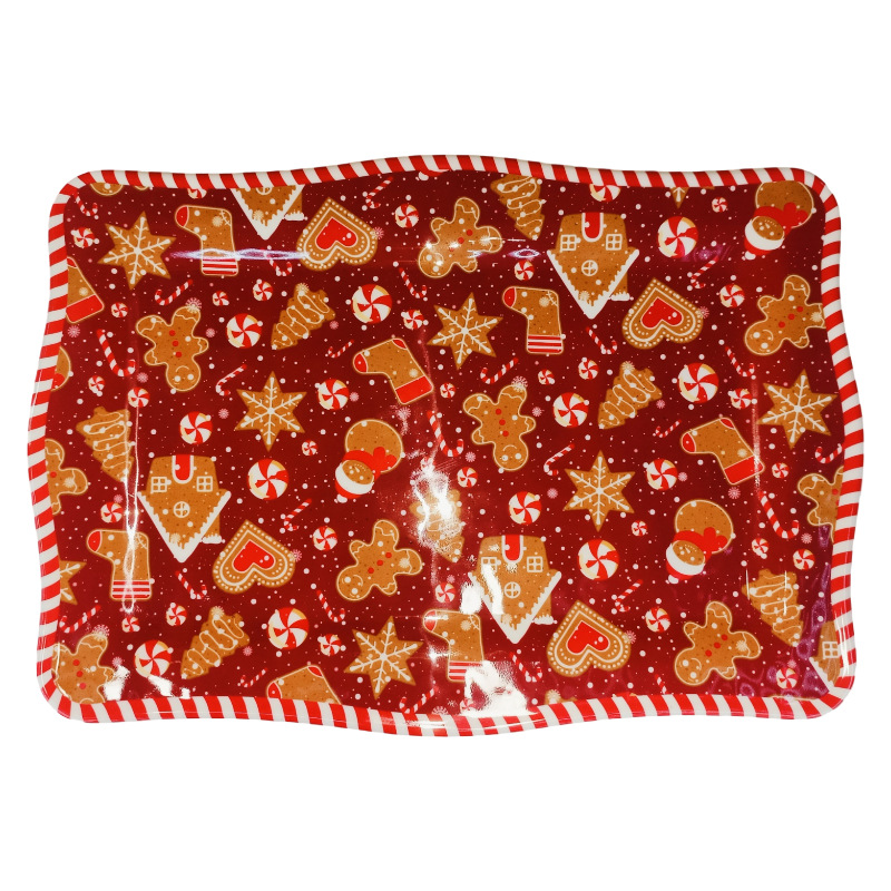 Factory direct sales Christmas series red Christmas tree gingerbread melamine dinner plates, commercial, shockproof and wear-resistant Specification image