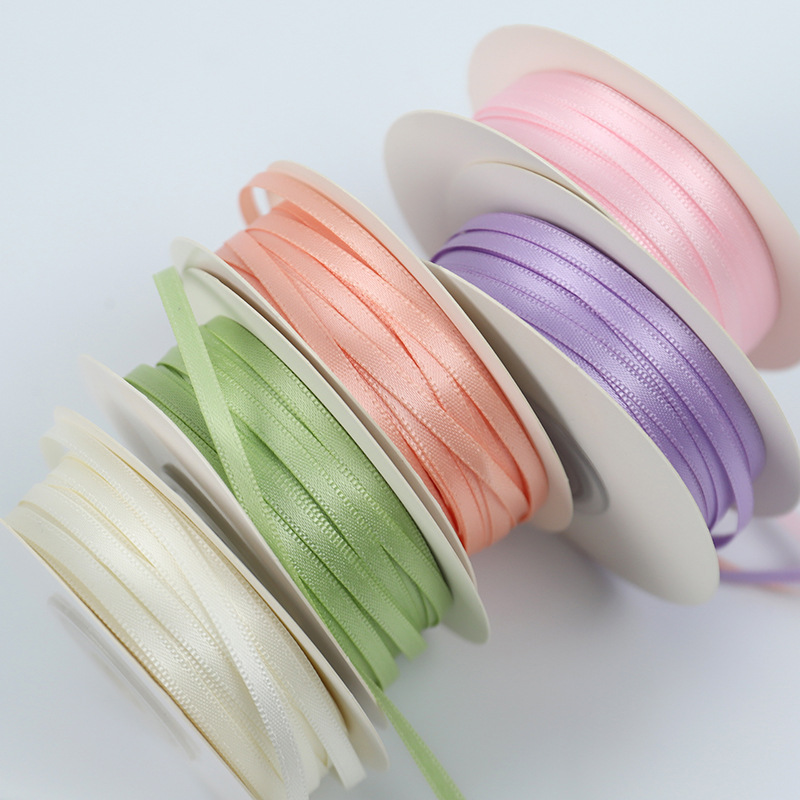 High-end wedding bow silk ribbon 0.3cm dense single-sided polyester fine silk ribbon for clothing accessories, scarves, silk scarves, sun-protective clothing and decoration Specification image