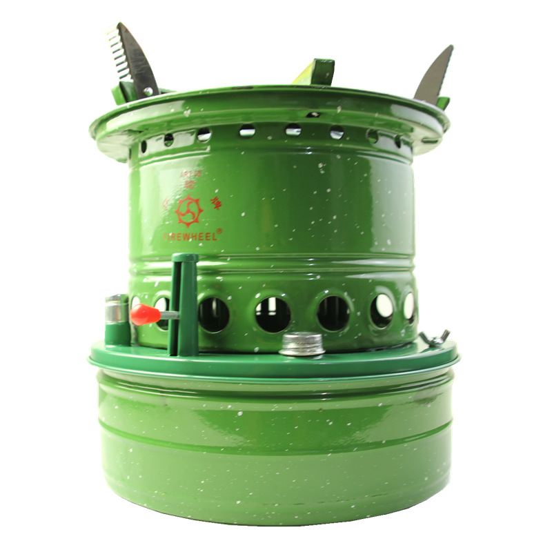 The Yanlun brand 55 model outdoor camping cooking and heating firewood and kerosene stove with 16 wick is a portable stove suitable for camping in the wild Item Picture