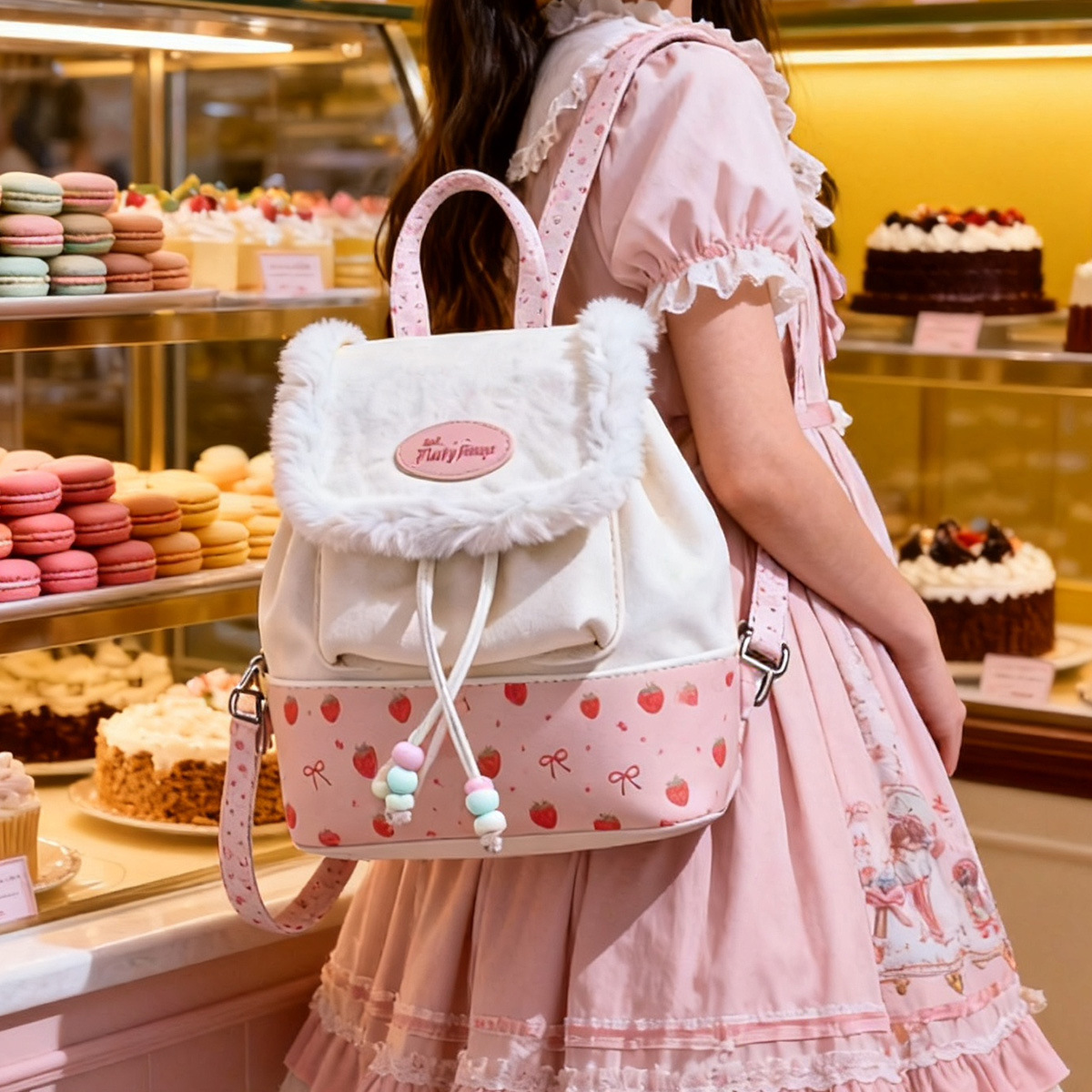 Rongli Rongli's new autumn and winter retro commuter backpack for girls has a unique design sense and is a niche travel backpack, luggage and leather goods details Picture