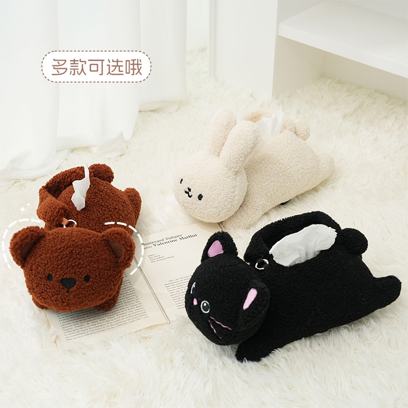 Original cute rabbit tissue box, bedroom and living room desktop decoration, tissue box, creative cartoon multi-functional tissue bag Specification image