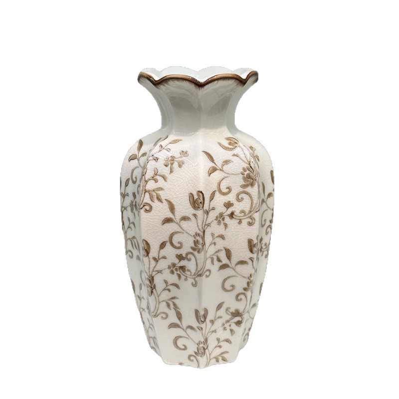 Nuevo estilo chino clásico salón de té estudio jarrón de cerámica arreglo floral contenedor artesanía decoración objetos Item Picture
