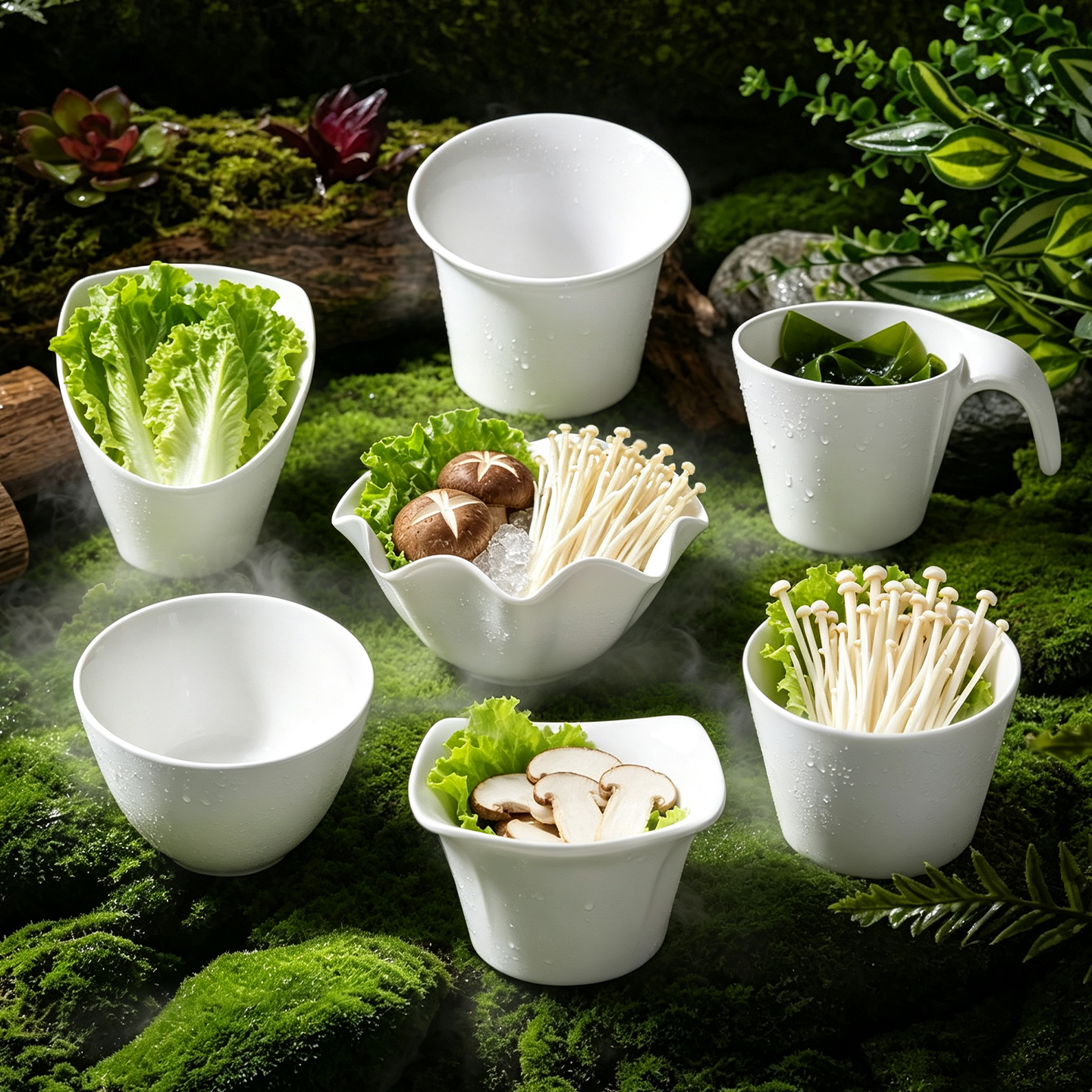 Multi-functional hot pot vegetable bucket, green vegetable seasoning bowl, melamine tableware set, restaurant buffet side dish plate, daily necessities