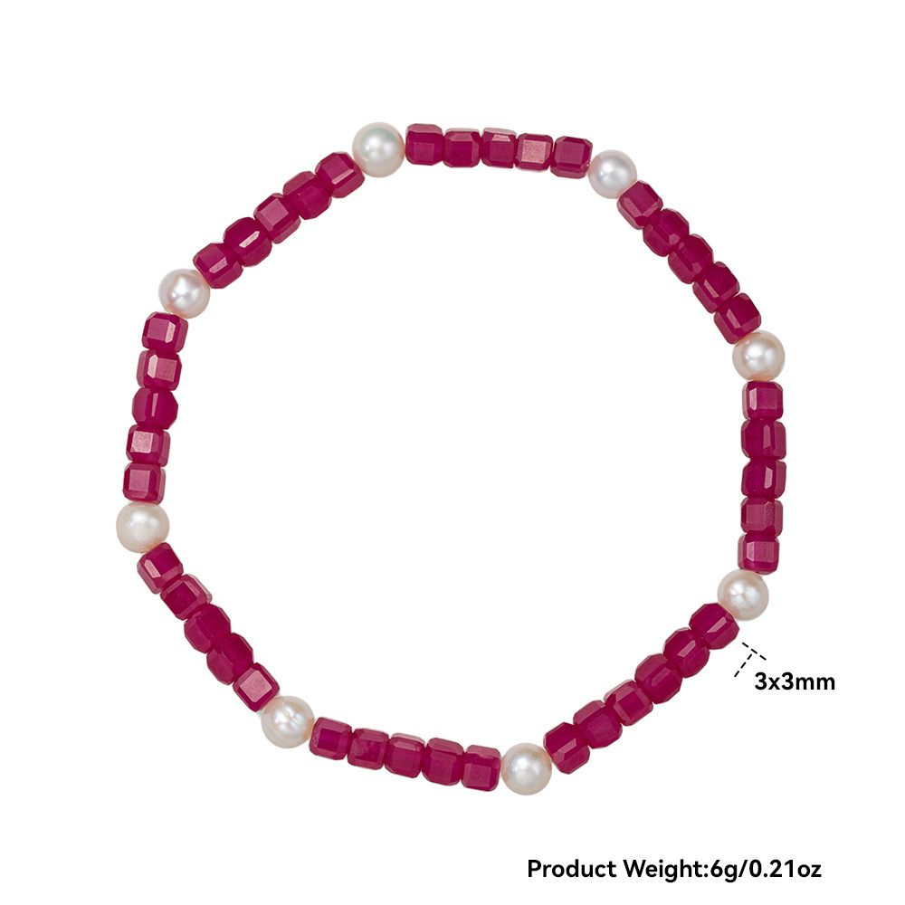 天然淡水珍珠3x3mm手链黄玉水晶diy饰品虎眼石半宝石手饰配件