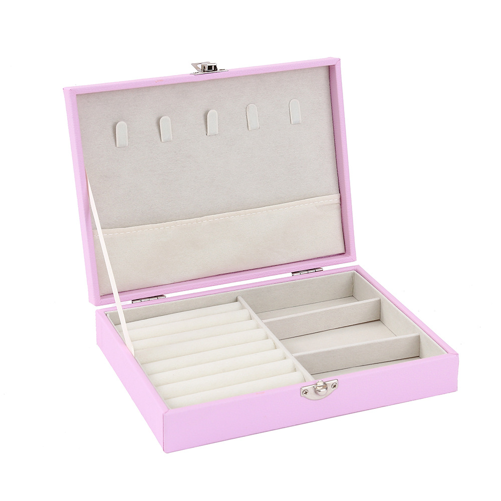 New large-capacity single-layer lockable jewelry storage box, accessory organization box, stud ring, necklace storage bag, jewelry packaging Item Picture