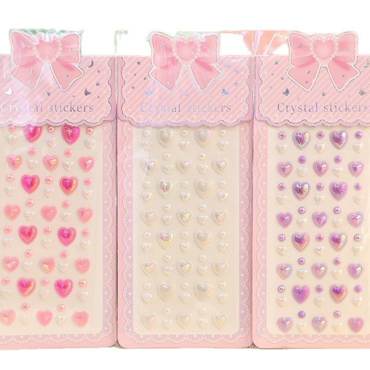 Heart-shaped fish tail mixed color adhesive acrylic diamond stickers, children's DIY gemstone stickers, irregular-shaped crystal diamond stickers, office and cultural display supplies Item Picture