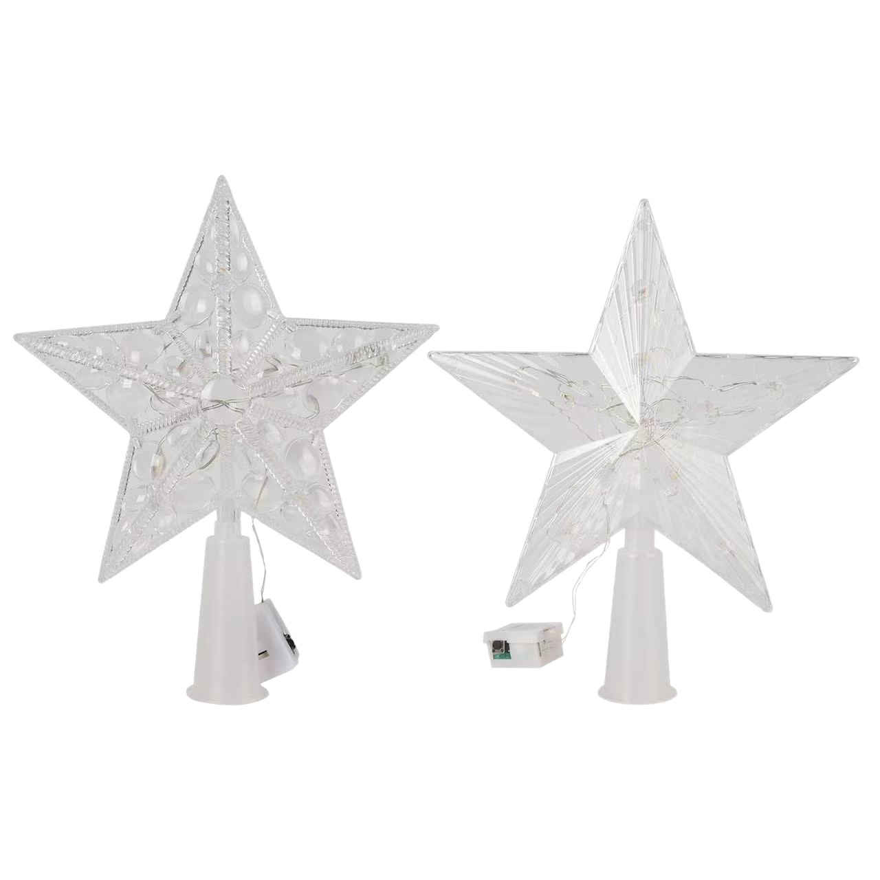 New Christmas illuminated five-pointed star tree top decoration transparent light creative wishing bottle gift, cross-border gift supplies Item Picture