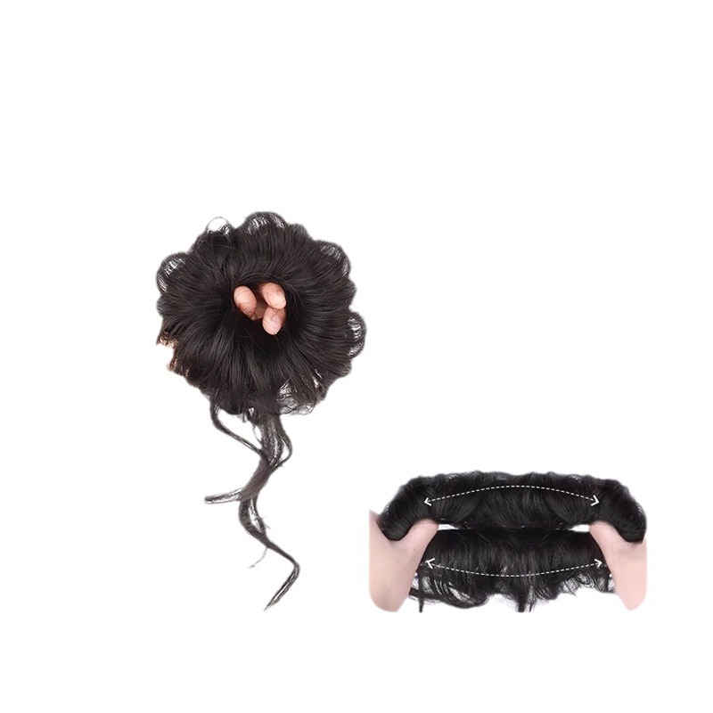 Children's wig, double bun bun, hair accessory, cute dragon whisker, flower bud head, girls' hair accessory, hair band accessory Item Picture