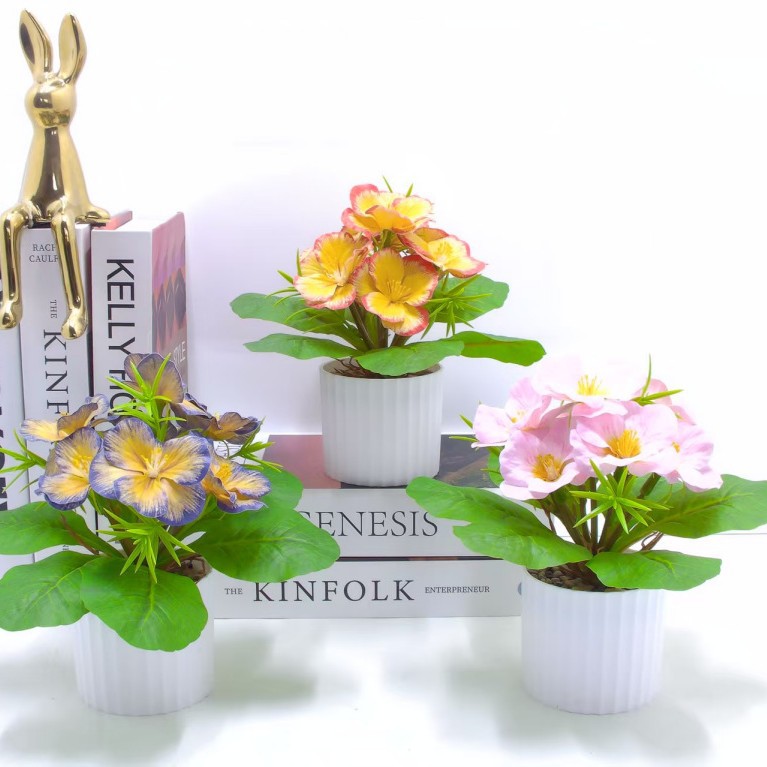 Simulated large rose potted plants with seven flowers, green plant bonsai manufacturer wholesale garden decoration pet flower POTS and ornaments Item Picture