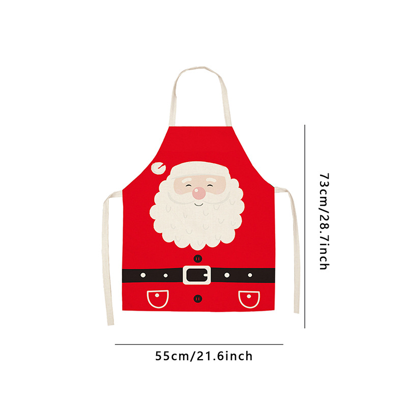 Christmas creative fine linen printed apron, stain-resistant work clothes, parent-child kitchen apron, women's clothing, Christmas decorations, office culture, Christmas supplies Application Scenario