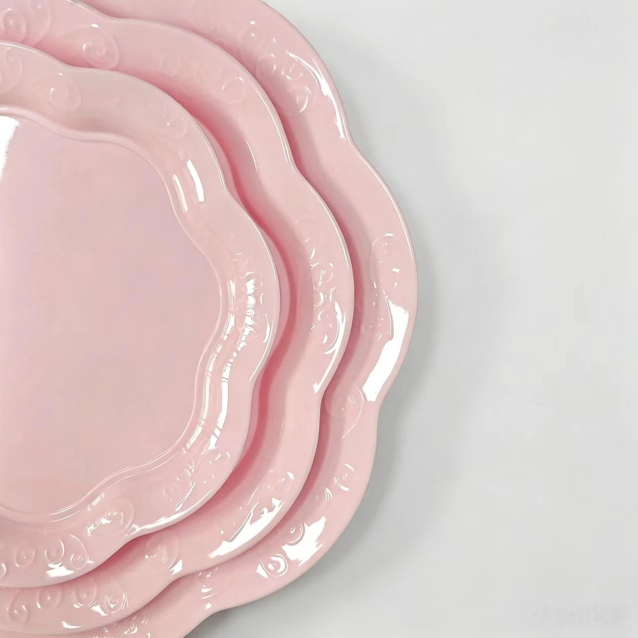 Melamine monochrome lace round plates, commercial imitation porcelain, hotel display, soup plates, restaurant plates, restaurant tableware details Picture