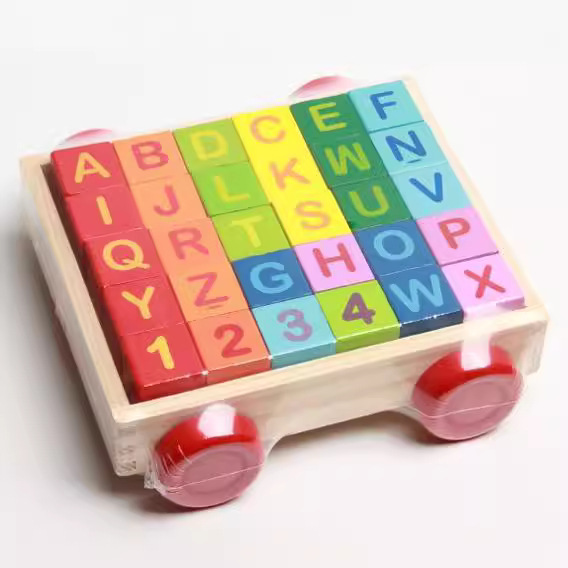 Wholesale of 42-piece large letter building blocks, children's educational toys, wooden geometric shapes stacked Specification image
