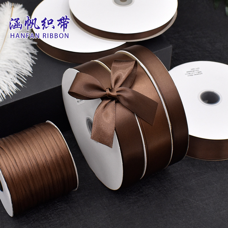 Hanfan woven ribbons, coffee-colored ribbons, 0.3 to 5 centimeters wide, gift flower decorations, handcrafted bows, colorful ribbons, clothing accessories, scarves, silk scarves, sun-protective clothing, sashes Specification image