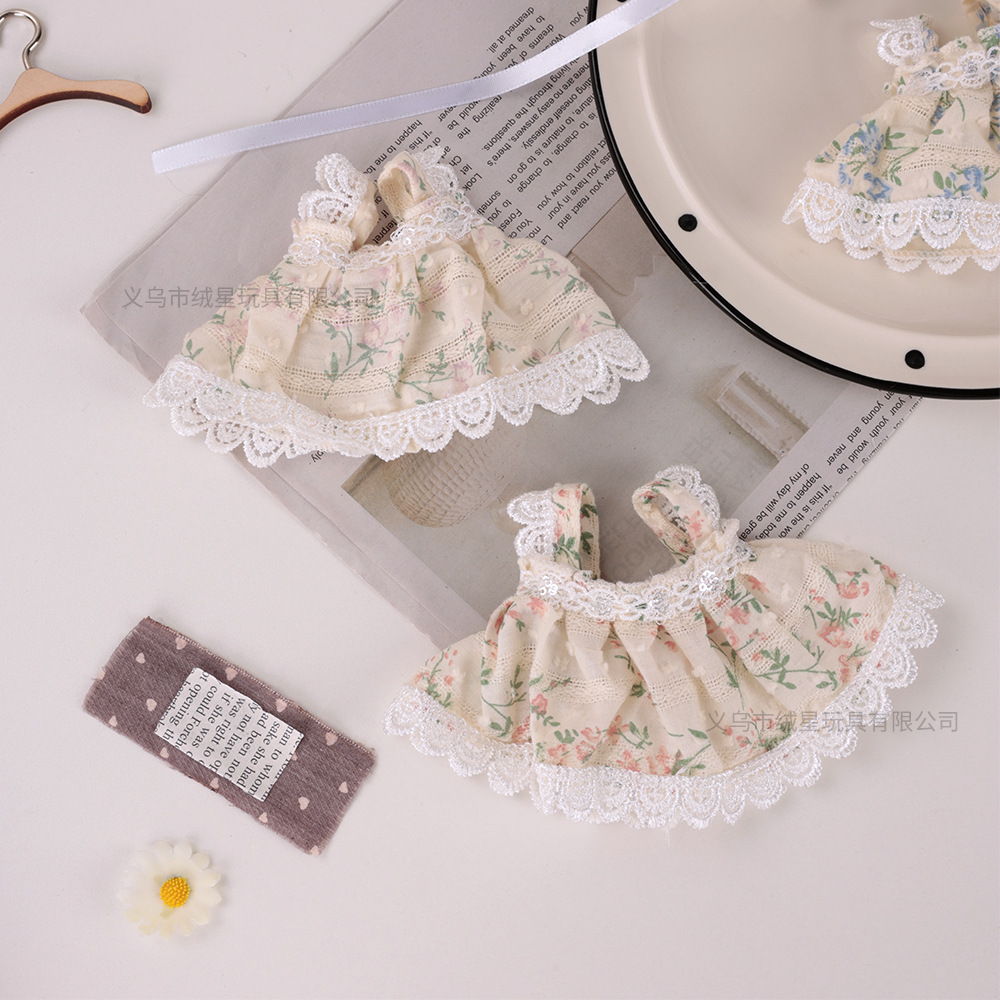10cm baby dress, mini skirt, lace princess dress, two-piece set, doll clothes, accessories, creative and fashionable clothing details Picture