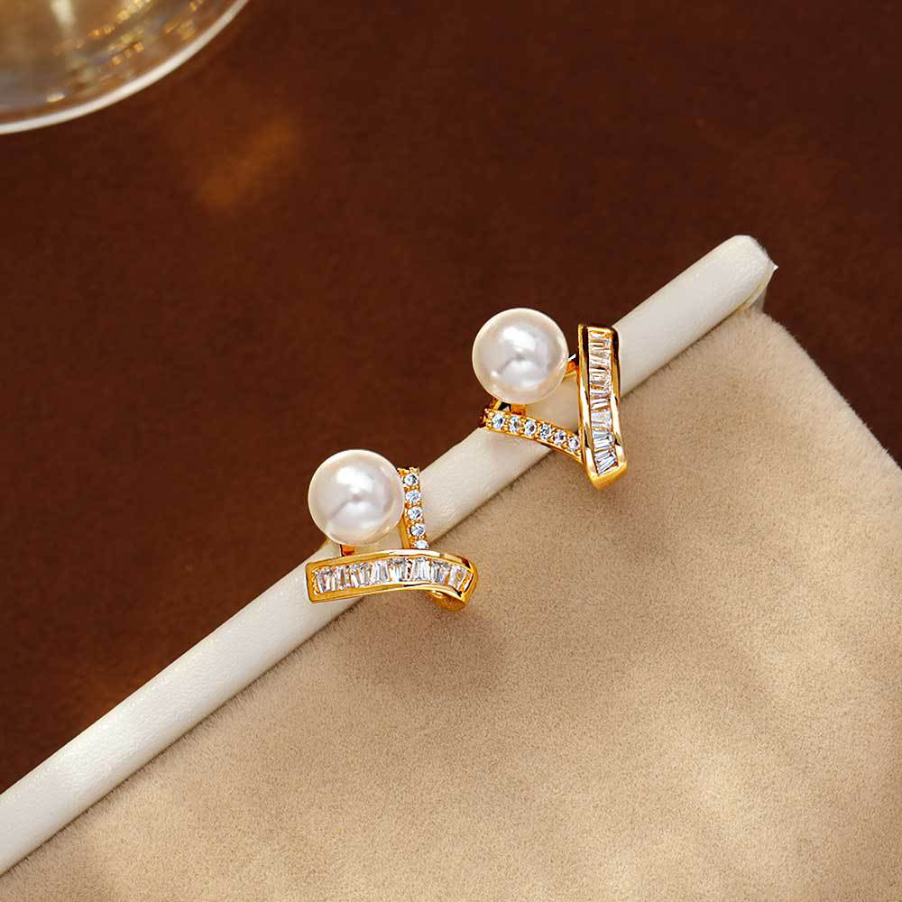 Hyacinth exquisito micro zirconia en forma de V perlas pendientes para mujeres 2026 nuevo estilo ligero de lujo versátil orejeras estilo de tendencia accesorios pendientes