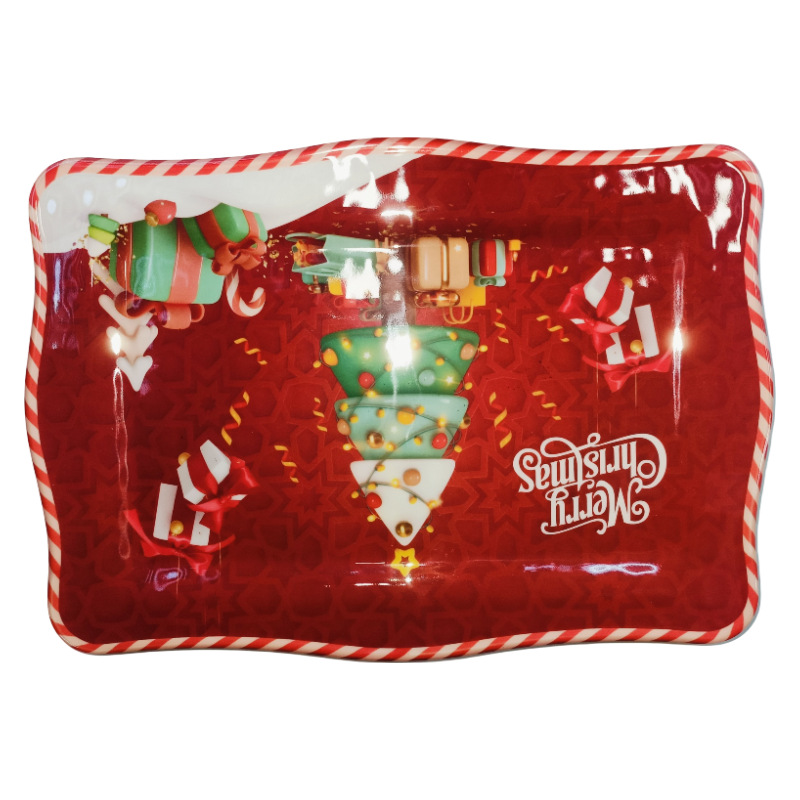 Factory direct sales Christmas series red Christmas tree gingerbread melamine dinner plates, commercial, shockproof and wear-resistant Application Scenario