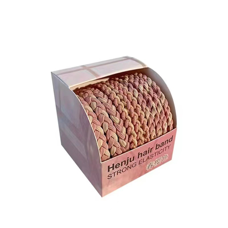 10 pieces of candy-colored braided hair tie with high-elasticity and durable rubber bands, new ponytail hair tie headwear Item Picture