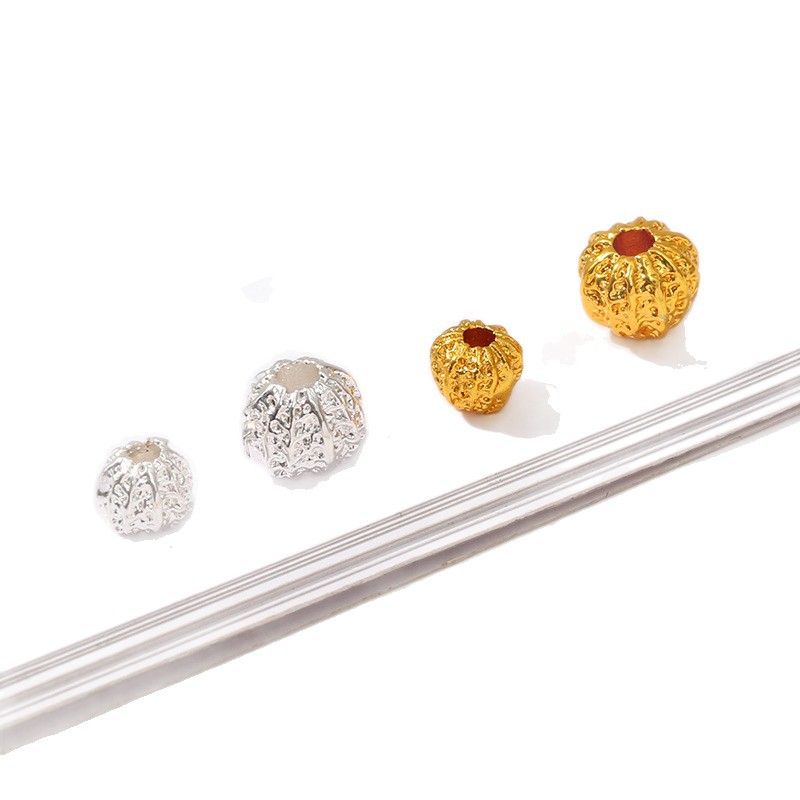 Wholesale of diy bracelet, necklace and string accessories with strong color retention, sand gold copper cat's eye round beads and lotus beads Item Picture
