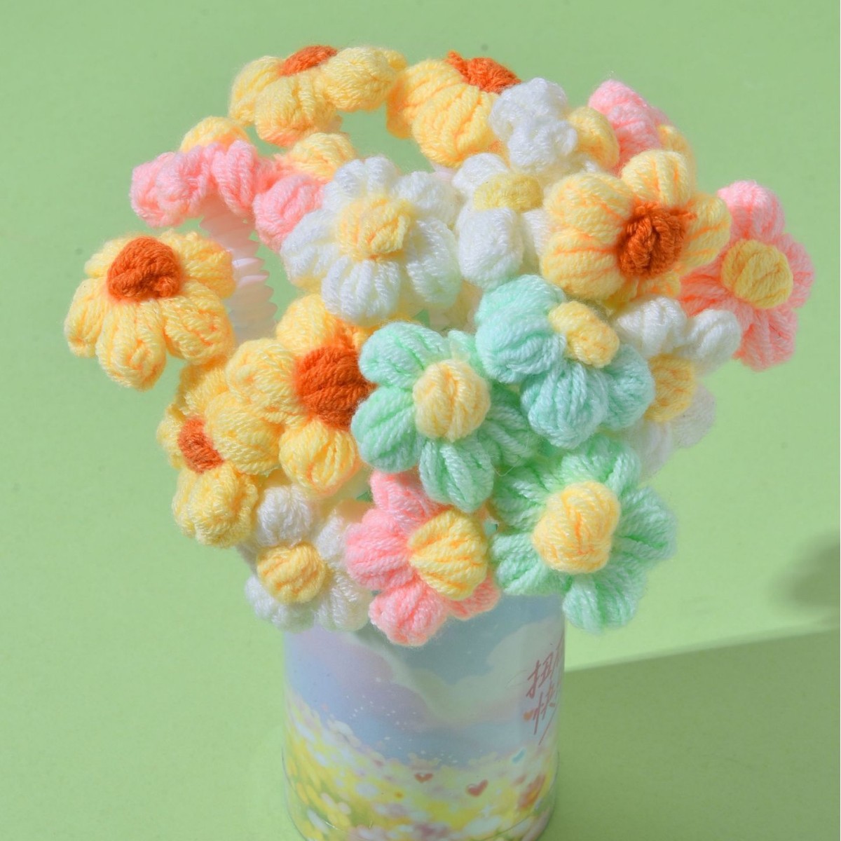 New flower-shaped twisty gel pen for primary school students to relieve stress, high appearance level creative stationery, signature pen, yarn flower handicraft gift