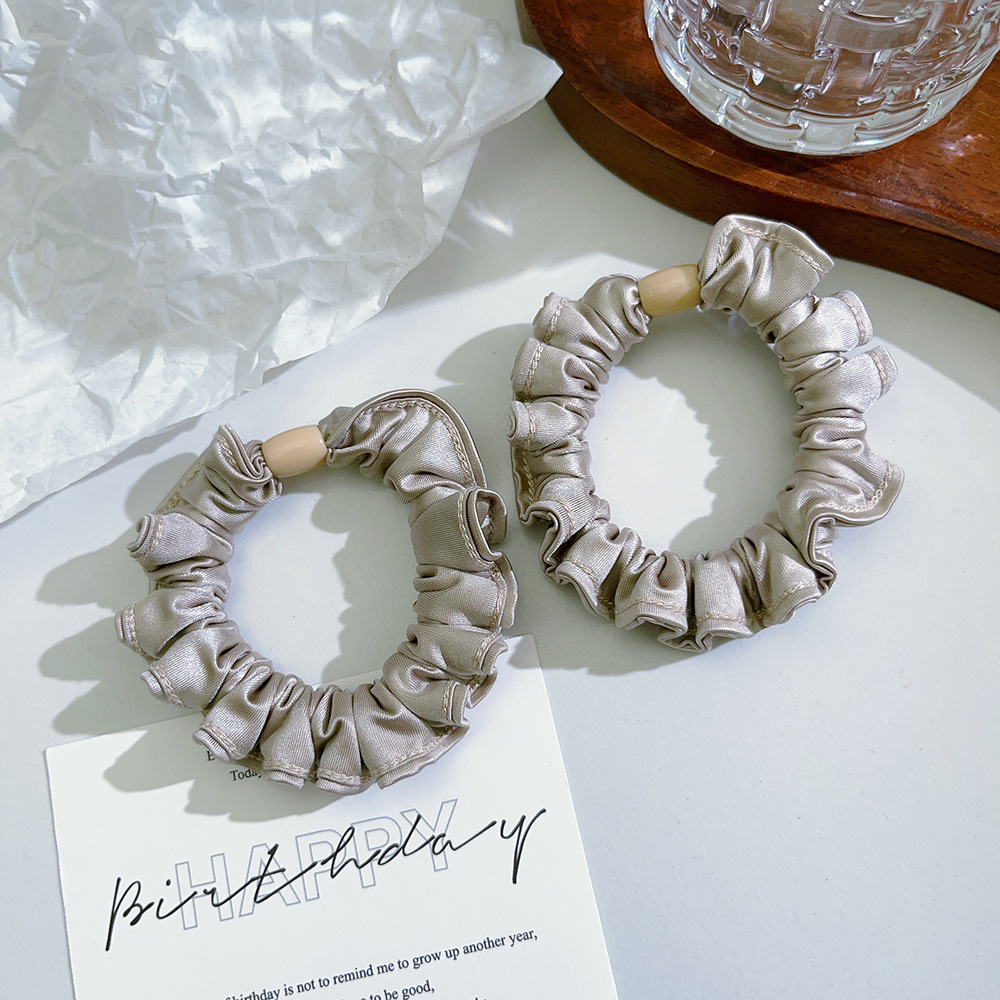 Korean-style high-elasticity pleated small intestine hair band for women, simple and elegant, soft and non-damaging to hair, hair tie and hair accessory details Picture