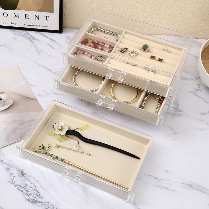 Transparent multi-layer jewelry storage box, anti-oxidation stud earrings, earrings, rings, necklaces, practical accessory packaging box Specification image
