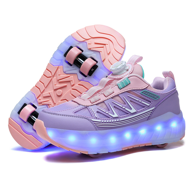 Cheap children's walking shoes, four-wheel deformed luminous roller skates, eight-wheel roller skating toys for girls, boys and students Item Picture
