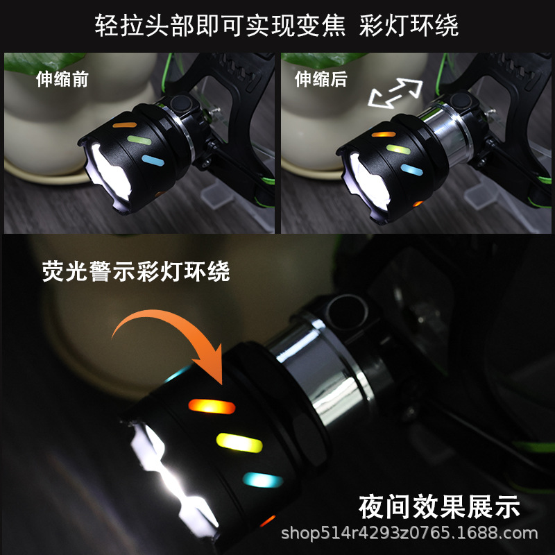 Multi-functional white laser headlamp, outdoor zoom, rechargeable, fishing lighting, head-mounted high-intensity long-range, household LED lamp Specification image