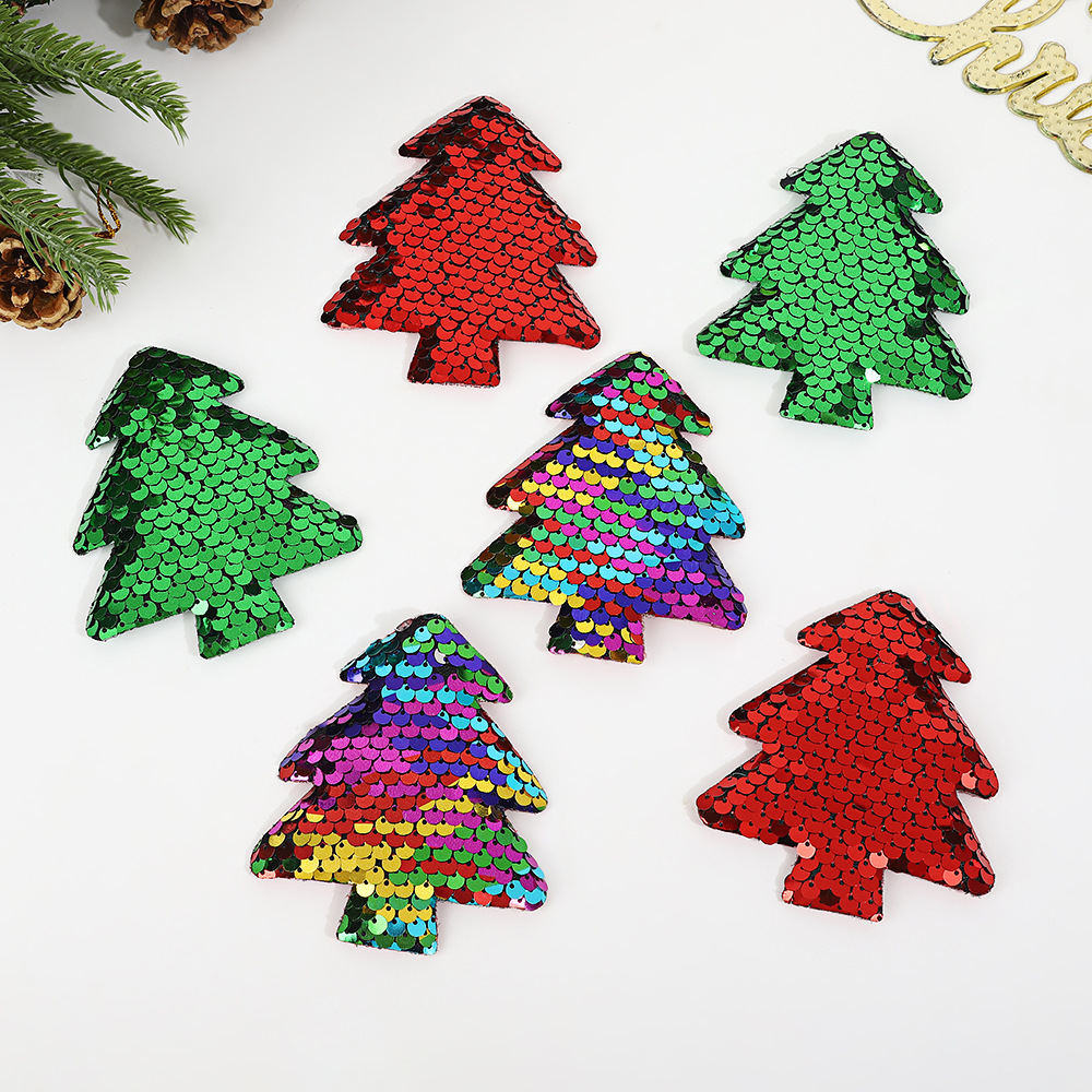 跨境圣诞树装饰配件超声波压花亮片手工diy圣诞亮片装饰圣诞