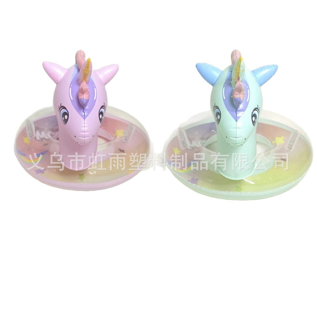 Rainbow Horse children's seat thickened with armrests, unicorn inflatable swimming ring under the armpit, wholesale cartoon inflatable toys in stock Item Picture