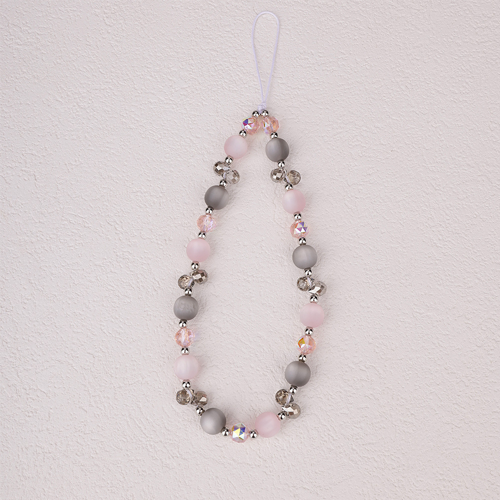 Original design sweet and fresh beaded mobile phone chain, pink spring fresh beaded, girlish CCD camera pendant details Picture