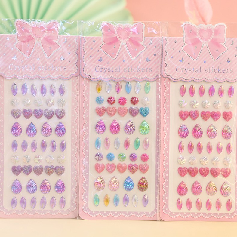 Heart-shaped fish tail mixed color adhesive acrylic diamond stickers, children's DIY gemstone stickers, irregular-shaped crystal diamond stickers, office and cultural display supplies details Picture