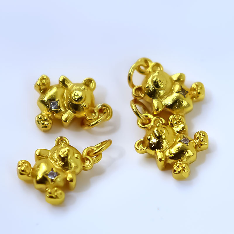 Wholesale of sandgold ancient method handcrafted zirconium-inlaid bear electroplated pendant accessories Specification image