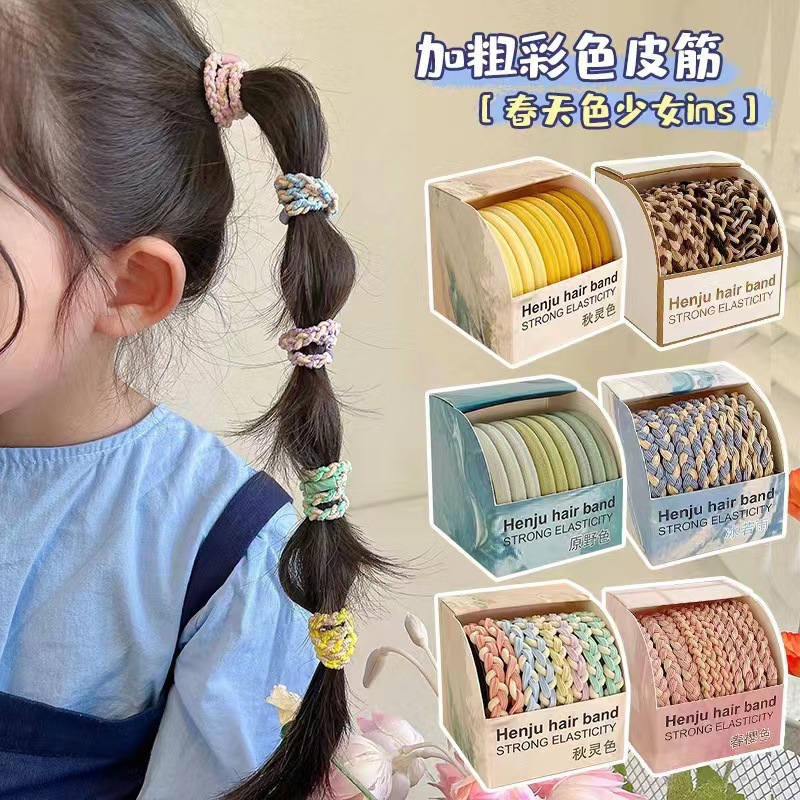 10 pieces of candy-colored braided hair tie with high-elasticity and durable rubber bands, new ponytail hair tie headwear Specification image