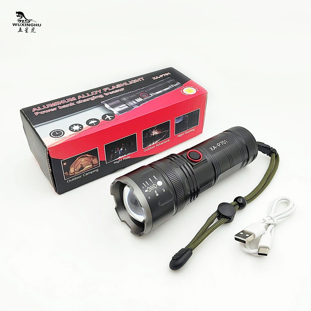 B702 White laser aluminum alloy flashlight, zoom charging with output, gift box set, special laser lamp for lighting fixtures details Picture