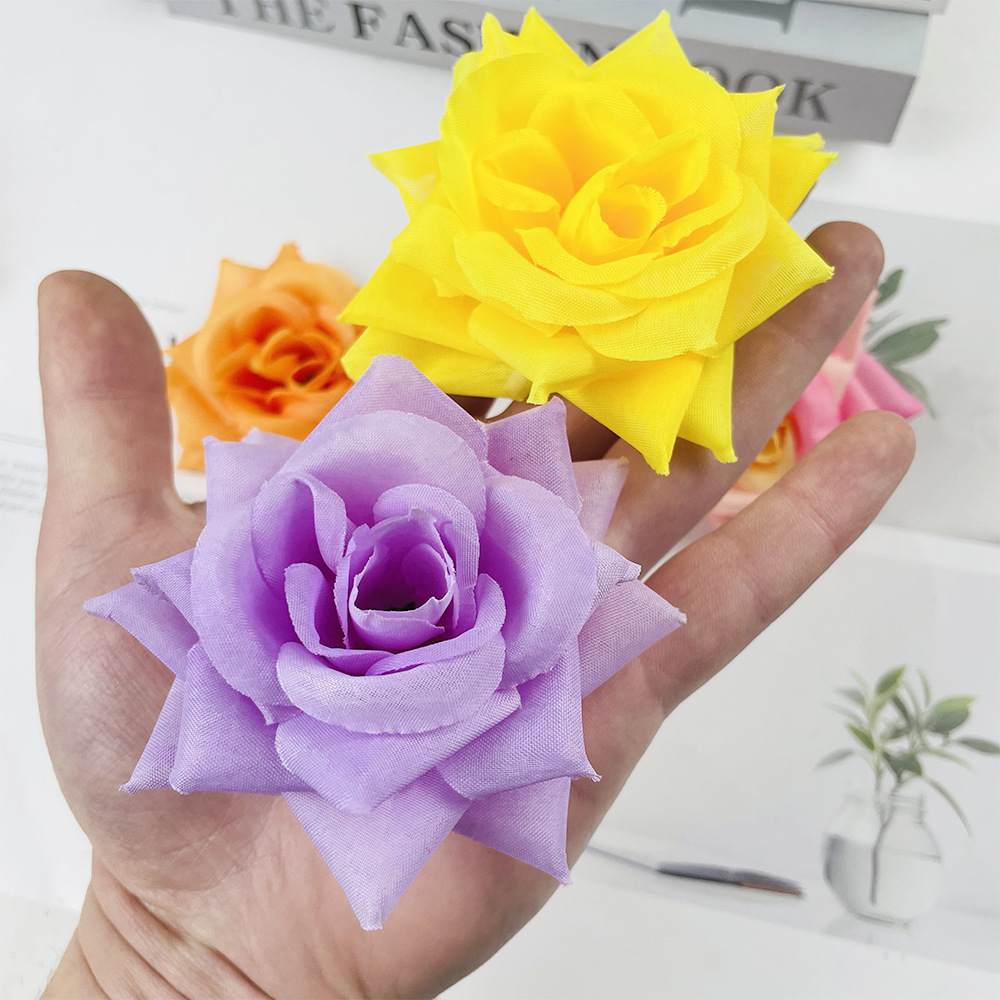 Wholesale of artificial corner rose flowers, 8cm wrist flower wall arrangement, decorative artificial flowers, gardening accessories, office and cultural supplies Specification image