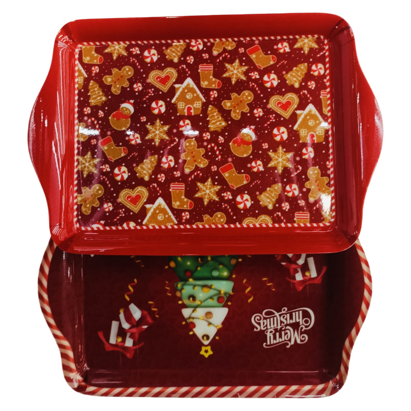Direct sales from an export-oriented manufacturer of red Christmas tree gingerbread melamine commercial durable and shock-resistant square Christmas decorations Specification image