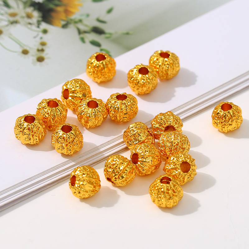 Wholesale of diy bracelet, necklace and string accessories with strong color retention, sand gold copper cat's eye round beads and lotus beads