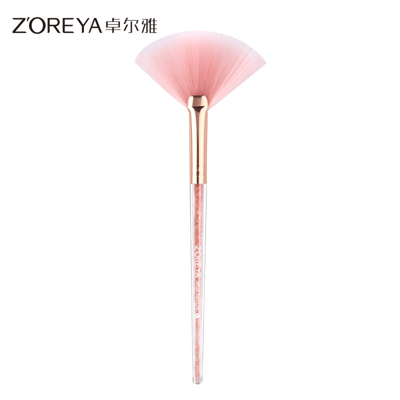 卓尔雅粉色内钻高光刷扇形余粉美容院工具批发化妆刷彩妆美容护肤用品