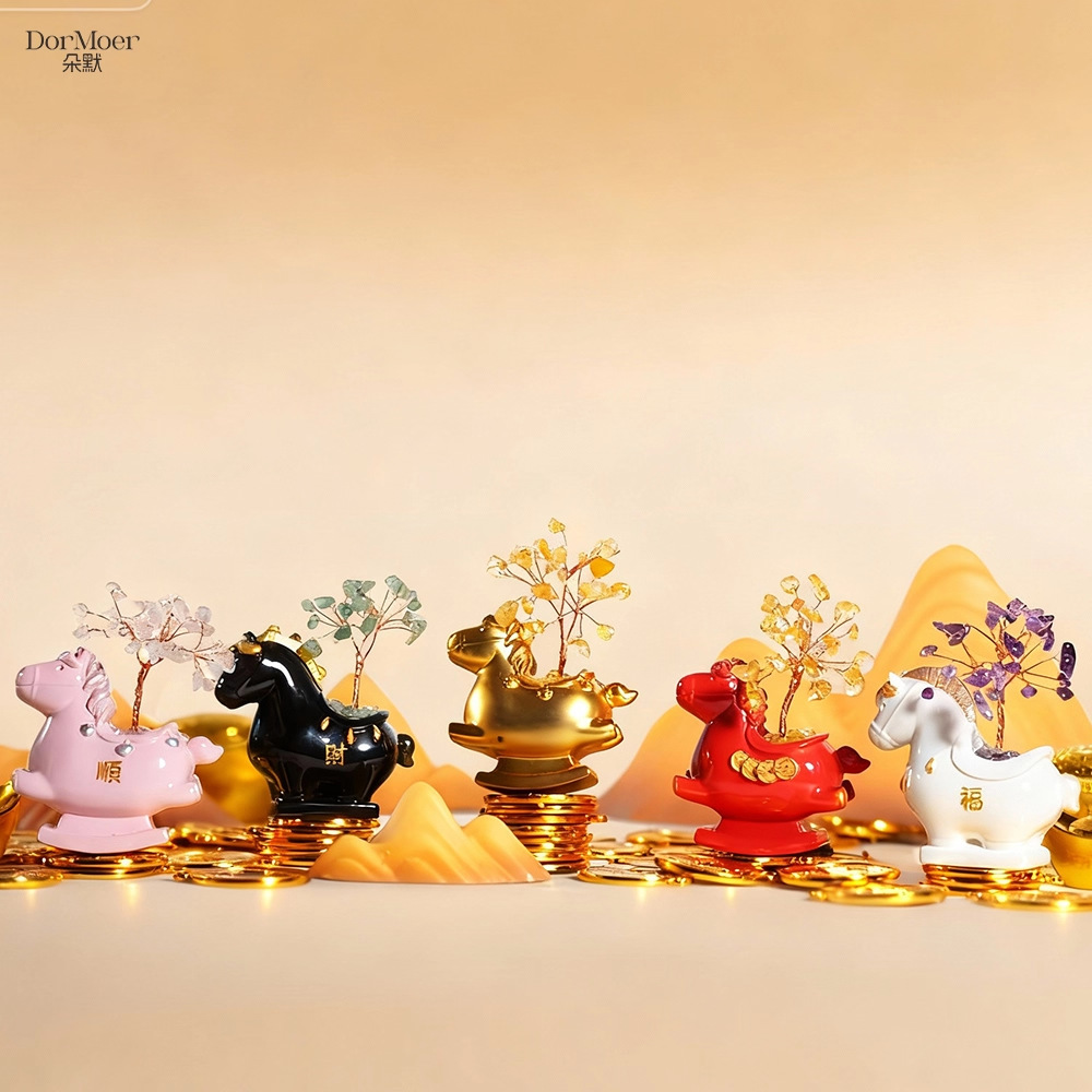 故宫文创水晶树香薰摆件天然水晶扩香石家居装饰乔迁礼品宠物园艺花盆容器